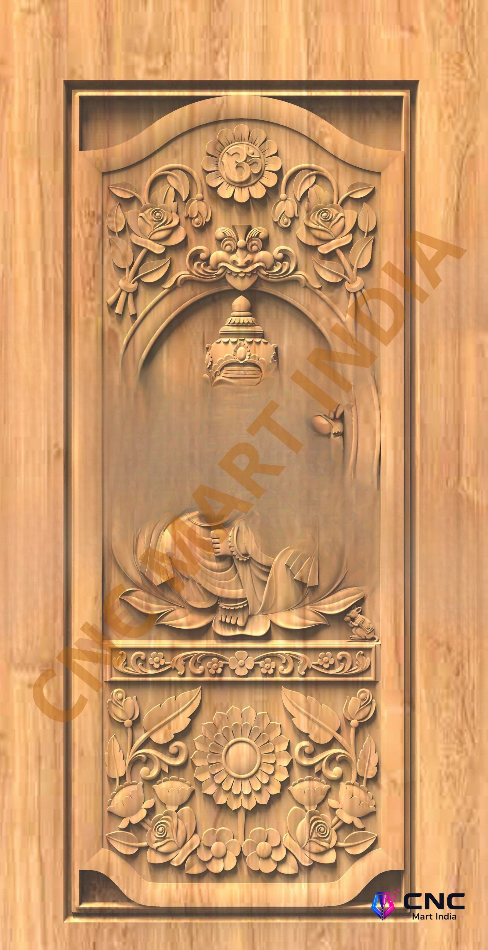 GSK EMBOSSING - EMD-37 Lord Ganesha Divine Carved Temple Door 3D Model